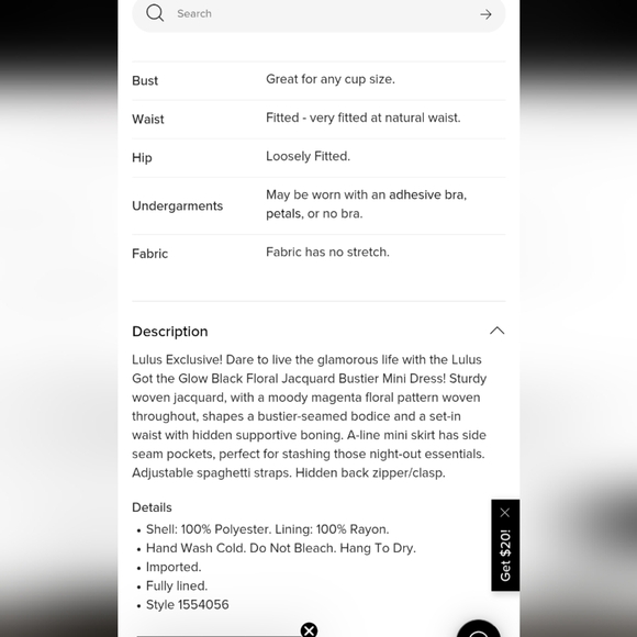 Lulu's Got the Glow Black Floral Jacquard Bustier Mini Dress Size Medium Wedding - Picture 7 of 11